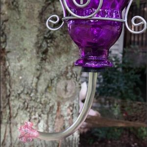 🆕 Glass and Metal Purple Hummingbird Feeder with Faceted Bead Detail